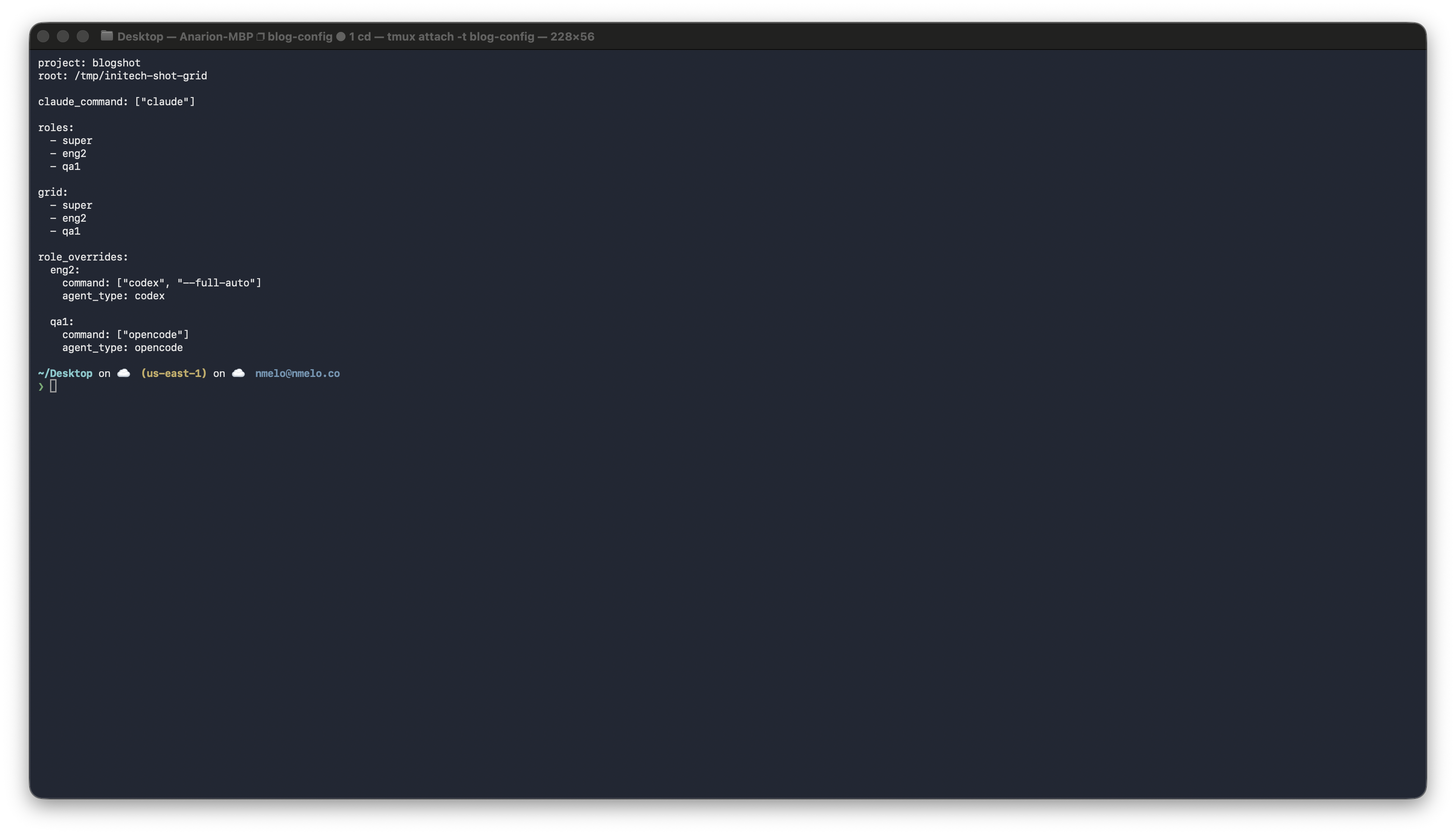 initech.yaml showing role_overrides for Codex and OpenCode roles